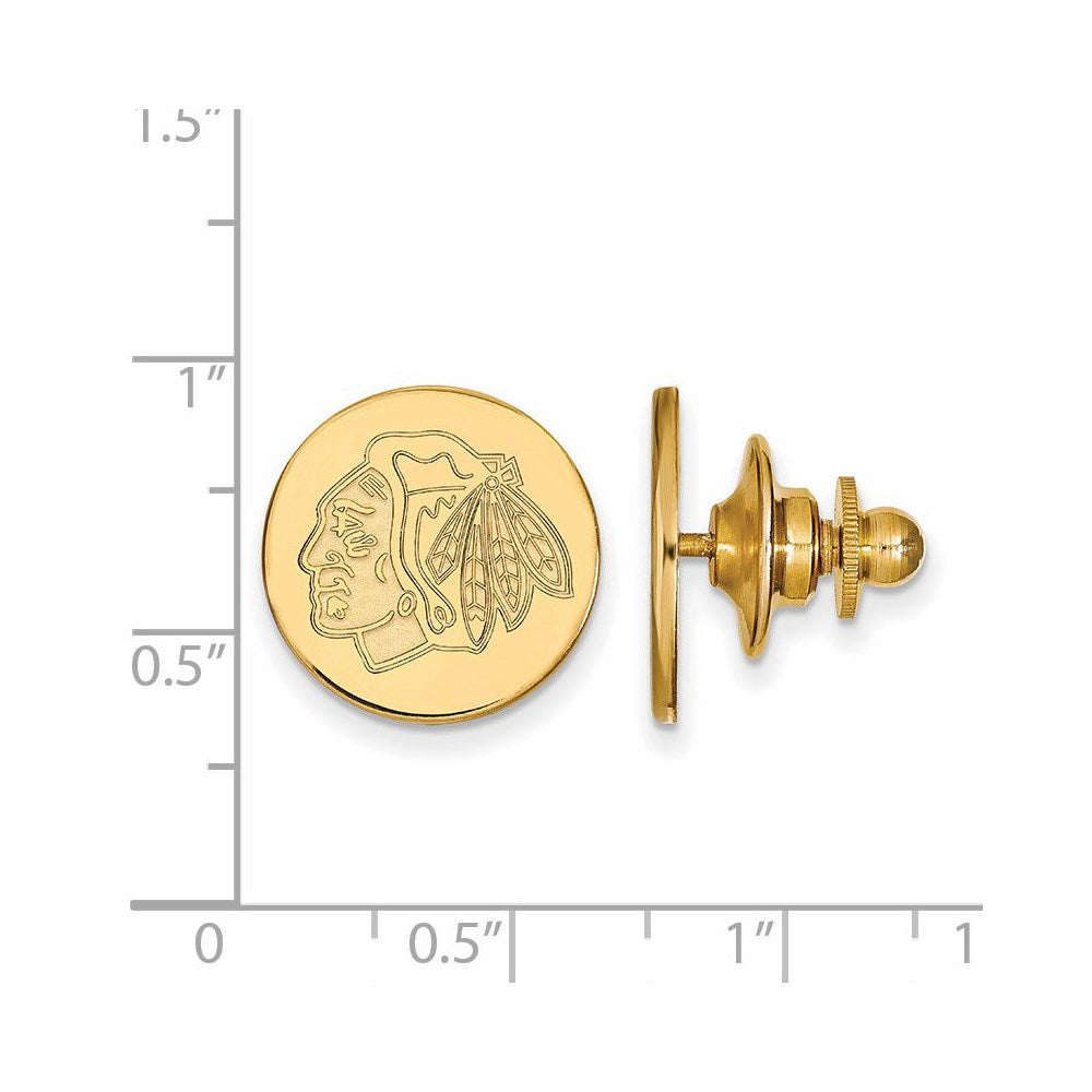 Alternate view of the 14k Yellow Gold NHL Chicago Blackhawks Disc Lapel or Tie Pin by The Black Bow Jewelry Co.