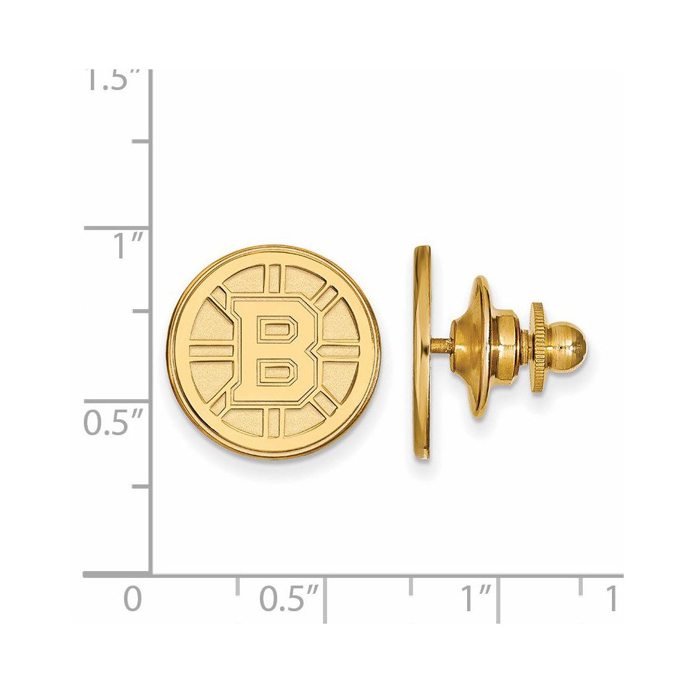 Alternate view of the 14k Yellow Gold NHL Boston Bruins Disc Lapel or Tie Pin by The Black Bow Jewelry Co.