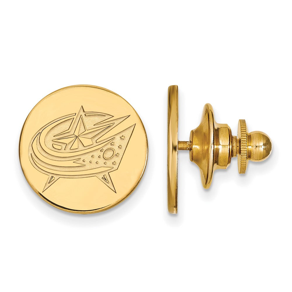 SS 14k Yellow Gold Plated NHL Columbus Blue Jackets Lapel or Tie Pin, Item M10895 by The Black Bow Jewelry Co.