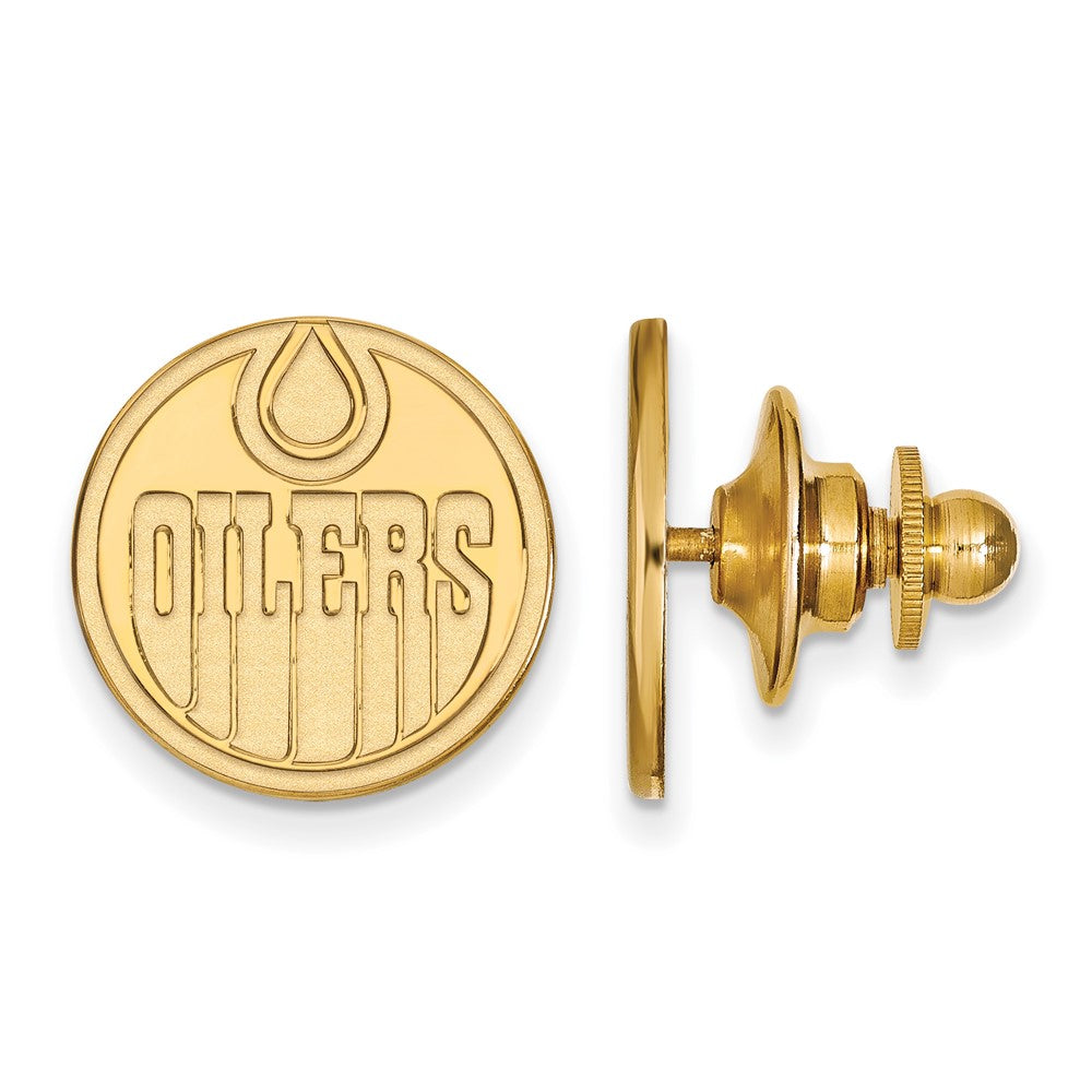 SS 14k Yellow Gold Plated NHL Edmonton Oilers Lapel or Tie Pin, Item M10897 by The Black Bow Jewelry Co.
