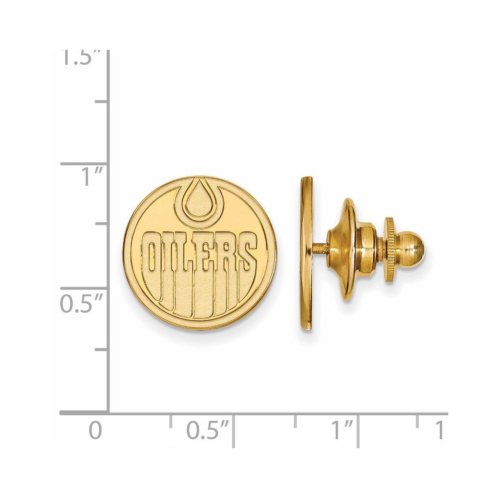 Alternate view of the SS 14k Yellow Gold Plated NHL Edmonton Oilers Lapel or Tie Pin by The Black Bow Jewelry Co.
