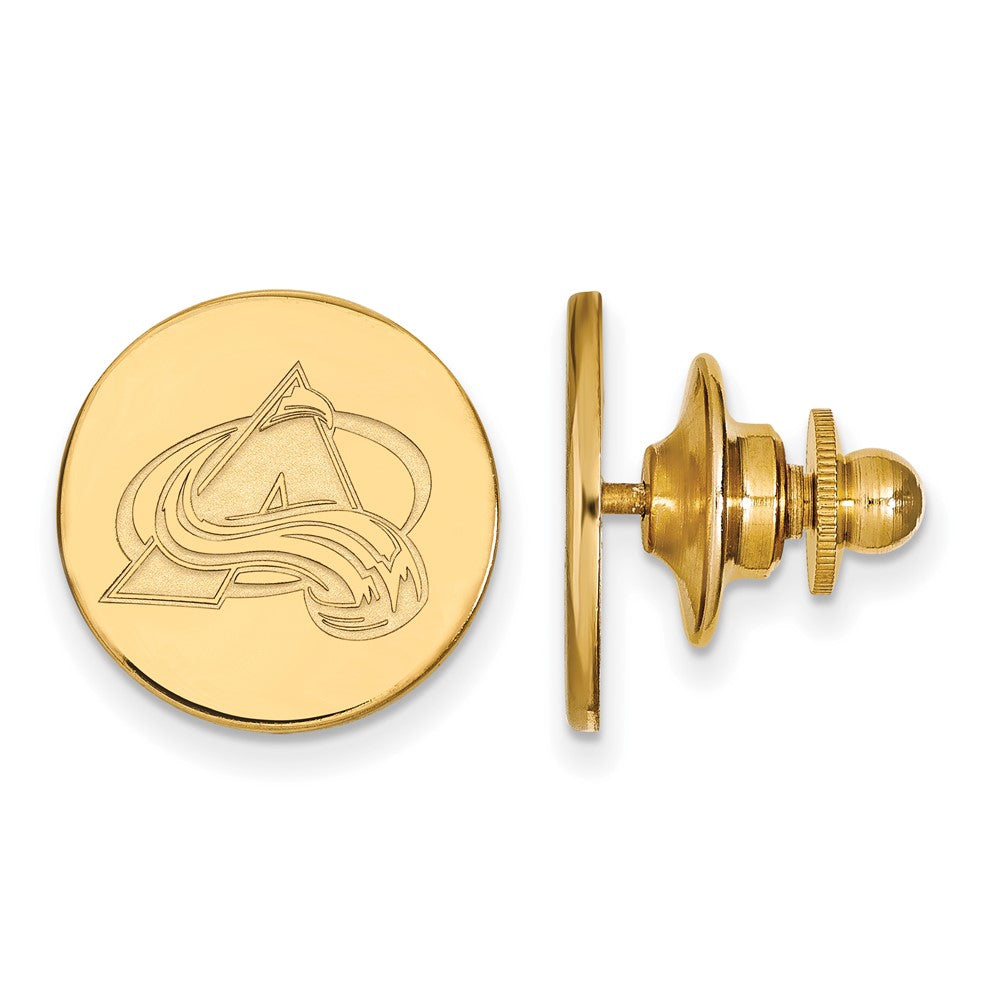 SS 14k Yellow Gold Plated NHL Colorado Avalanche Lapel or Tie Pin, Item M10903 by The Black Bow Jewelry Co.