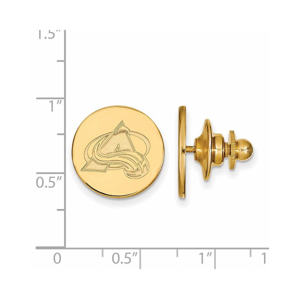 Alternate view of the SS 14k Yellow Gold Plated NHL Colorado Avalanche Lapel or Tie Pin by The Black Bow Jewelry Co.