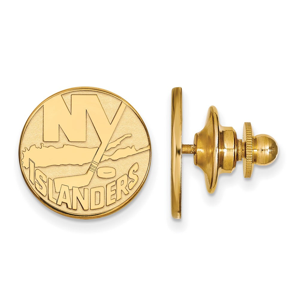 SS 14k Yellow Gold Plated NHL New York Islanders Lapel or Tie Pin, Item M10908 by The Black Bow Jewelry Co.