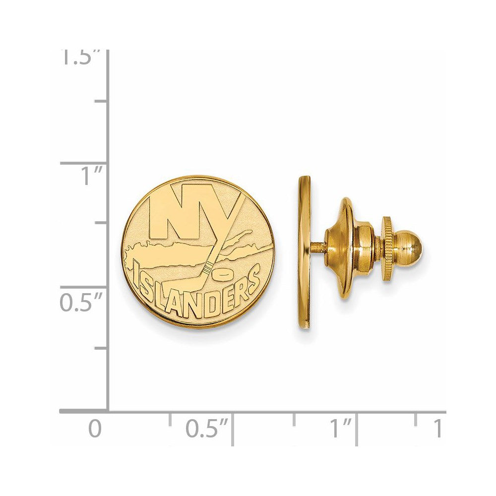 Alternate view of the SS 14k Yellow Gold Plated NHL New York Islanders Lapel or Tie Pin by The Black Bow Jewelry Co.