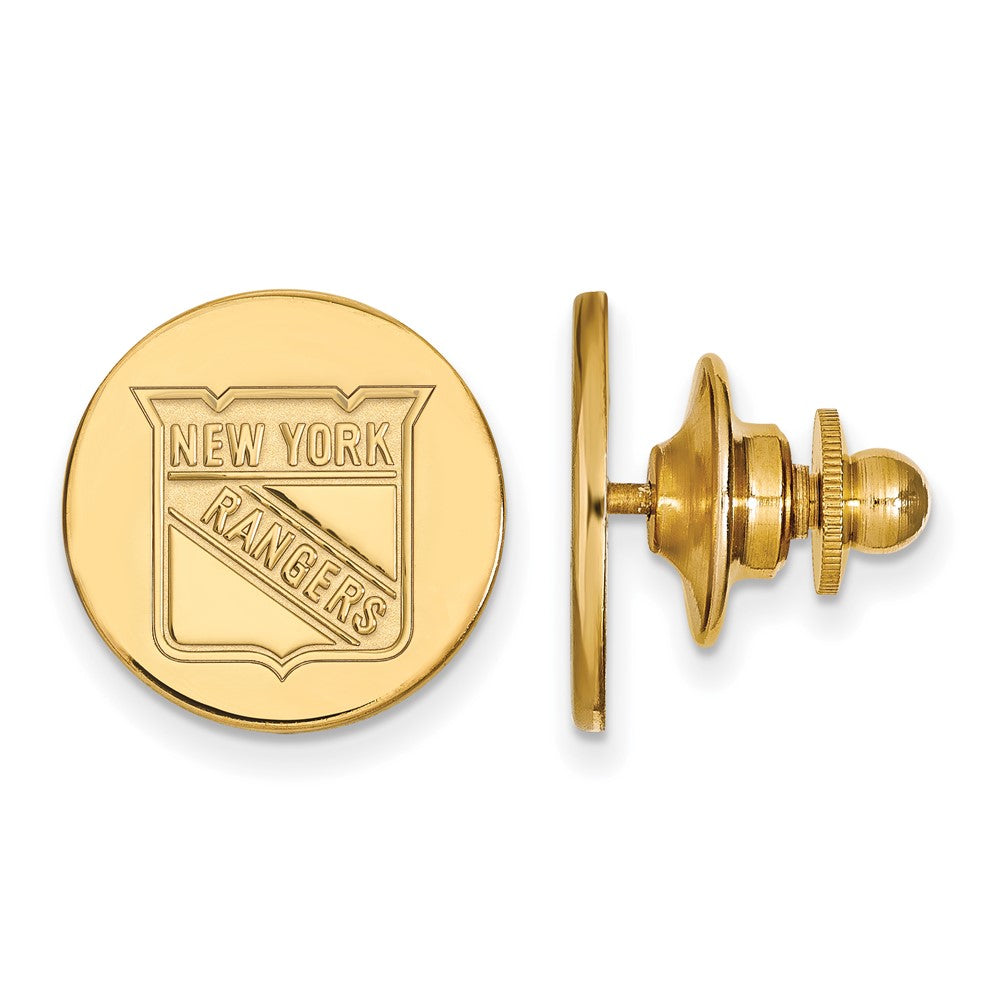 SS 14k Yellow Gold Plated NHL New York Rangers Lapel or Tie Pin, Item M10913 by The Black Bow Jewelry Co.