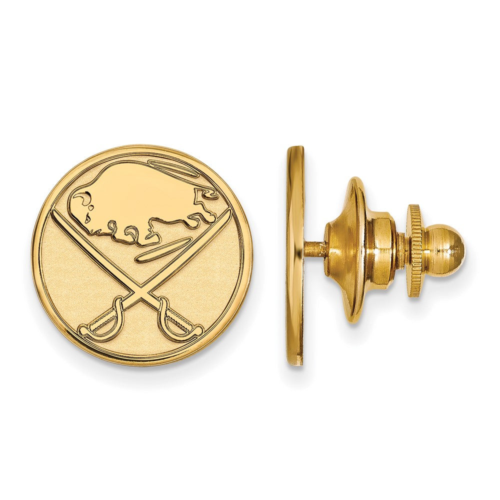 SS 14k Yellow Gold Plated NHL Buffalo Sabres Lapel or Tie Pin, Item M10914 by The Black Bow Jewelry Co.