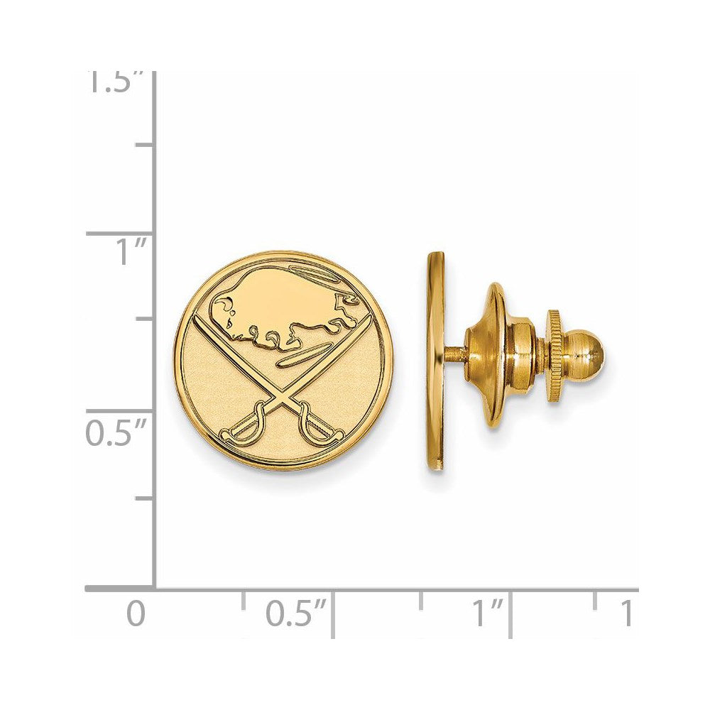 Alternate view of the SS 14k Yellow Gold Plated NHL Buffalo Sabres Lapel or Tie Pin by The Black Bow Jewelry Co.