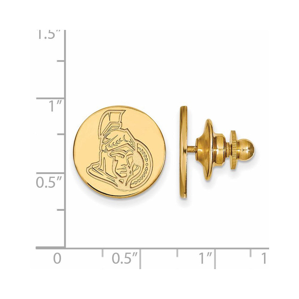 Alternate view of the SS 14k Yellow Gold Plated NHL Ottawa Senators Lapel or Tie Pin by The Black Bow Jewelry Co.
