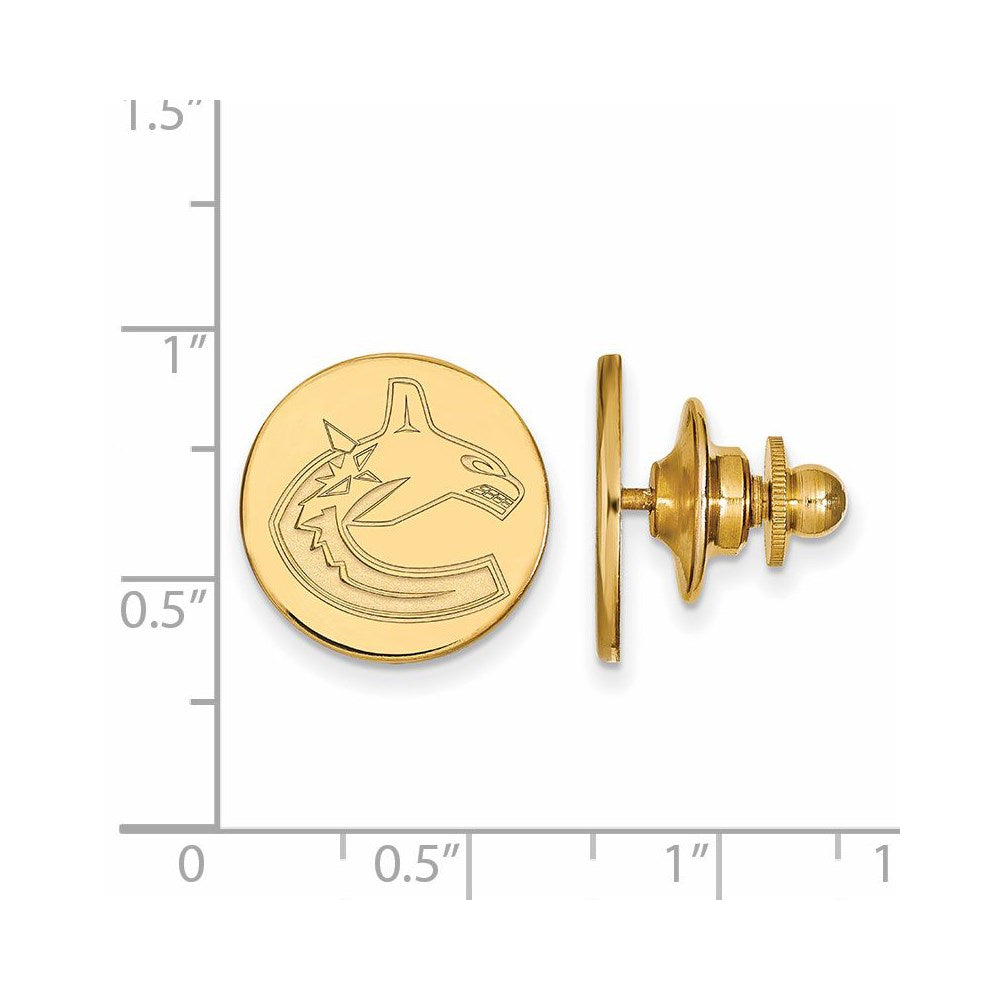 Alternate view of the SS 14k Yellow Gold Plated NHL Vancouver Canucks Lapel or Tie Pin by The Black Bow Jewelry Co.