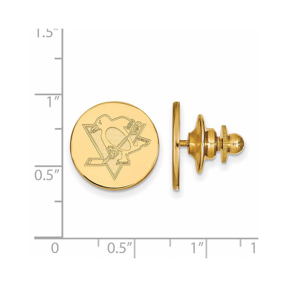 Alternate view of the SS 14k Yellow Gold Plated NHL Pittsburgh Penguins Lapel or Tie Pin by The Black Bow Jewelry Co.