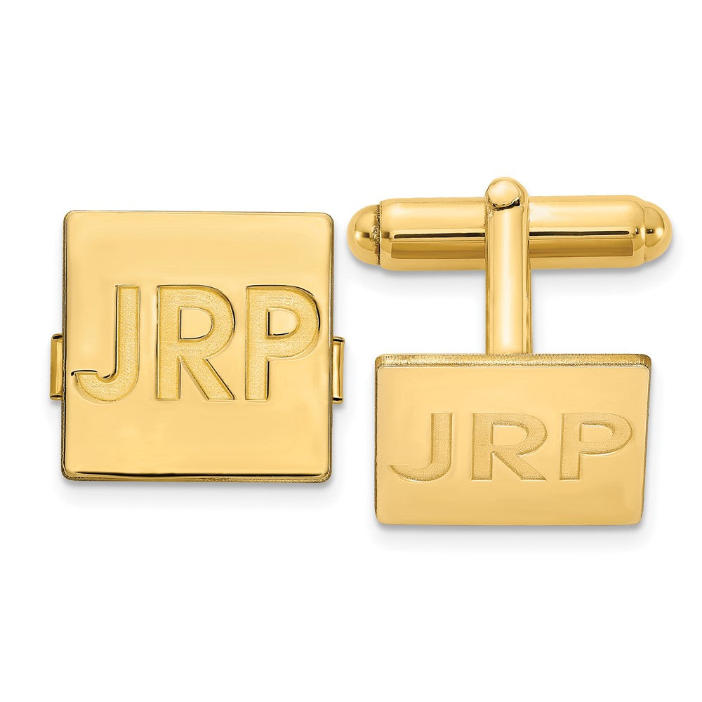 Personalized Recessed Monogram Square Cuff Links, 15mm