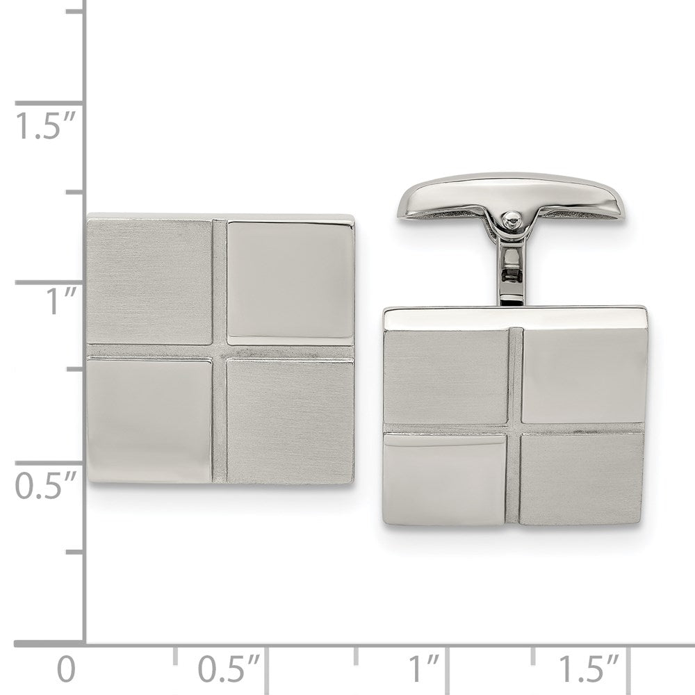 Alternate view of the Stainless Steel Brushed & Polished Square Cuff Links, 19mm (3/4 Inch) by The Black Bow Jewelry Co.