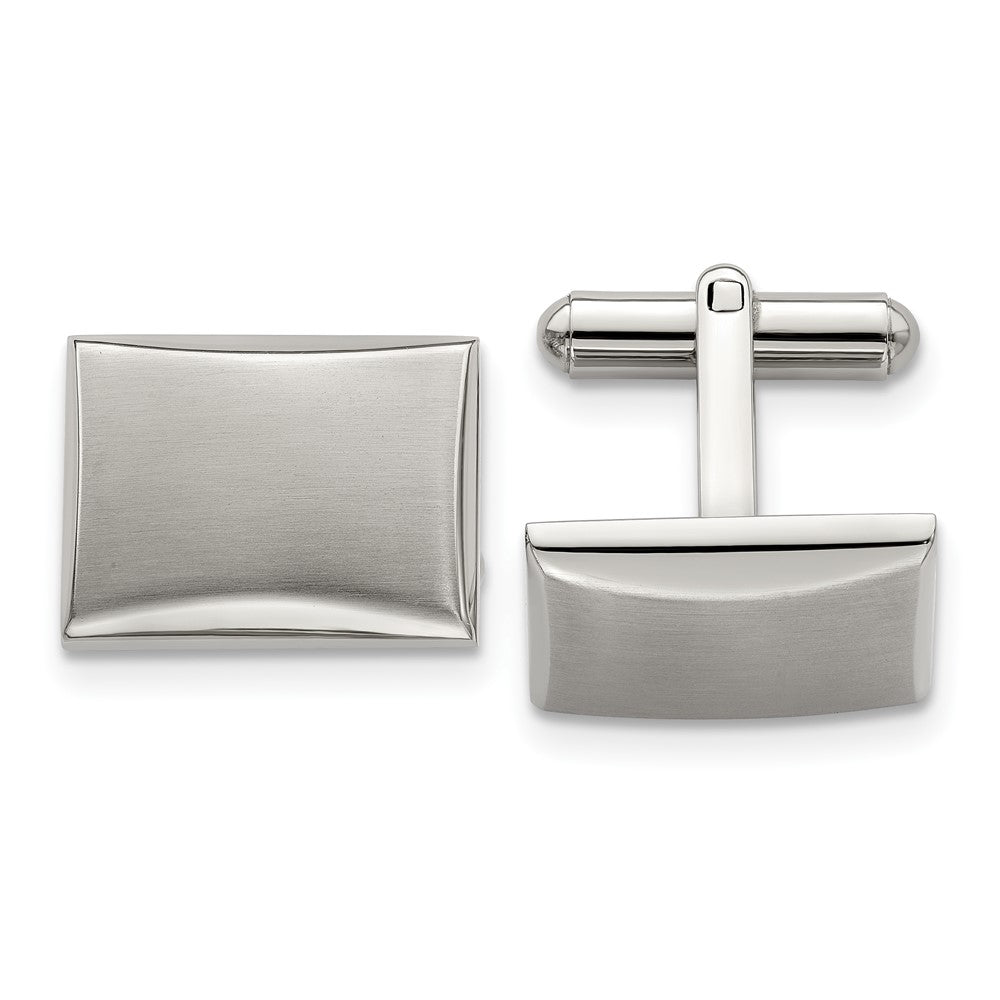 Stainless Steel Brushed & Polished Domed Rectangle Cuff Links, 19x14mm, Item M11124 by The Black Bow Jewelry Co.