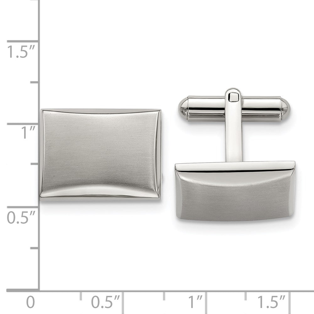 Alternate view of the Stainless Steel Brushed & Polished Domed Rectangle Cuff Links, 19x14mm by The Black Bow Jewelry Co.