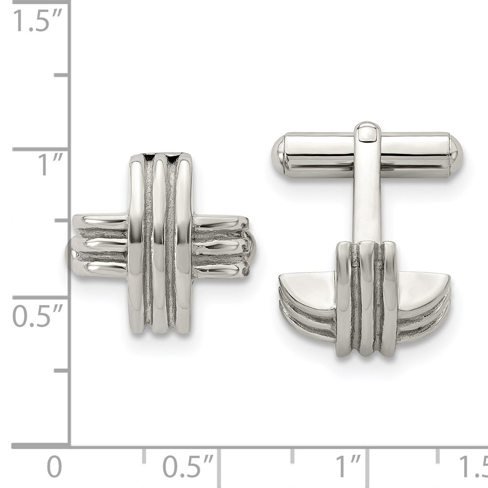 Alternate view of the Stainless Steel Fancy X Convex Cuff Links, 16mm (5/8 Inch) by The Black Bow Jewelry Co.