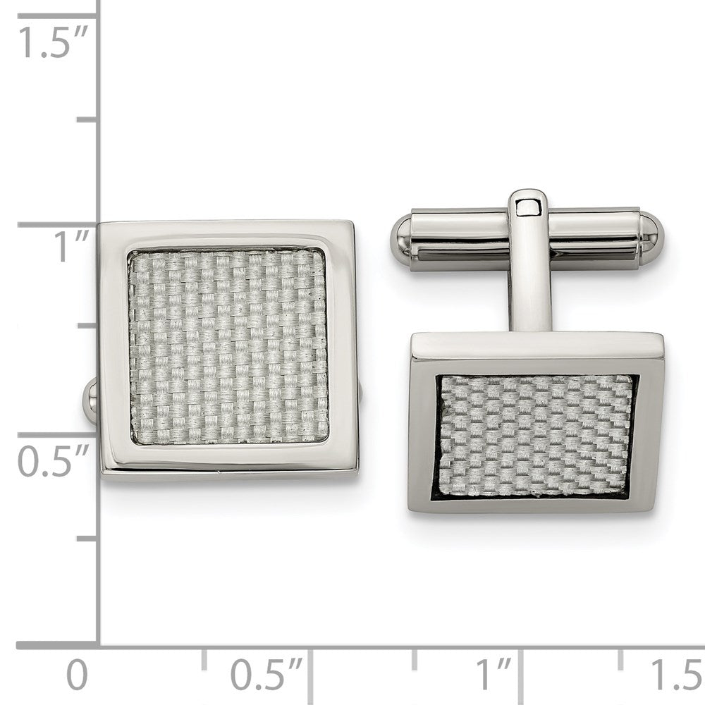 Alternate view of the Stainless Steel & Gray Carbon Fiber Square Cuff Links, 16mm (5/8 Inch) by The Black Bow Jewelry Co.