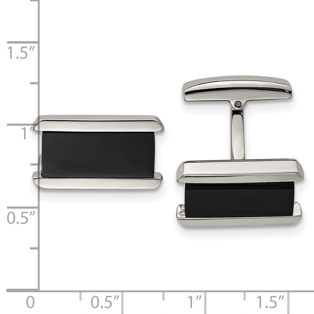 Alternate view of the Stainless Steel & Black Plated Rectangle Cuff Links, 20 x 10mm by The Black Bow Jewelry Co.