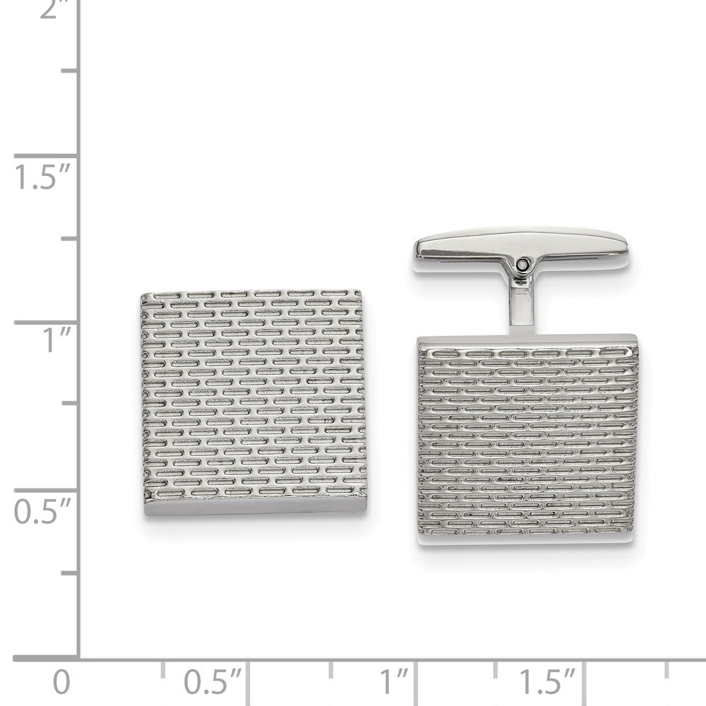 Alternate view of the Stainless Steel Polished & Textured Square Cuff Links, 17mm (5/8 Inch) by The Black Bow Jewelry Co.