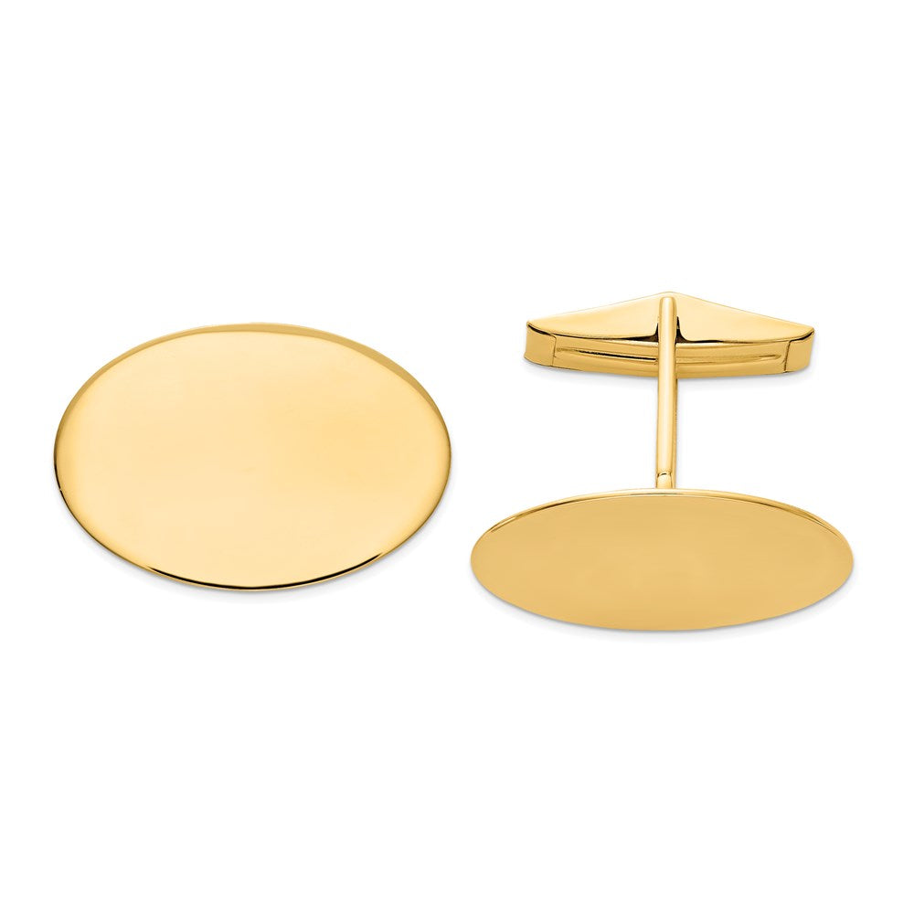 14K Yellow or White Gold Polished Oval Cuff Links, 23 x 16mm, Item M11227 by The Black Bow Jewelry Co.