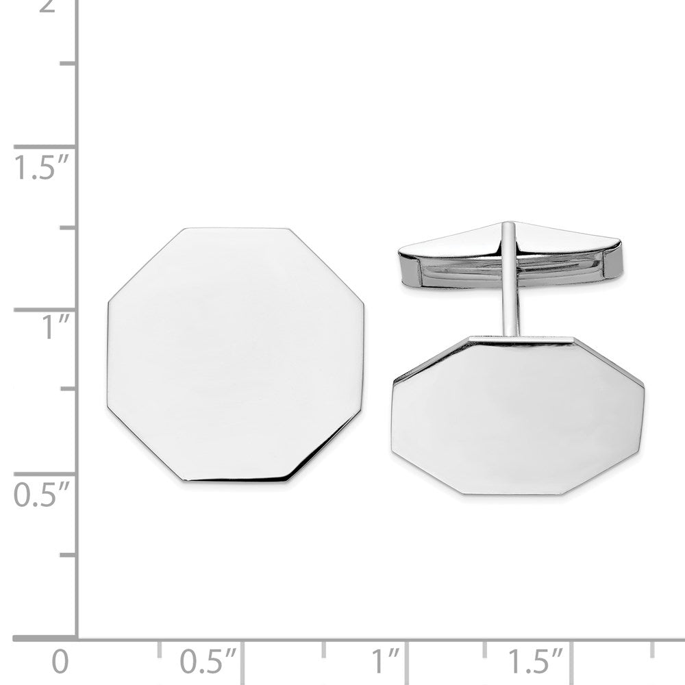 Alternate view of the 14K White Gold Polished Octagonal Cuff Links, 20mm by The Black Bow Jewelry Co.