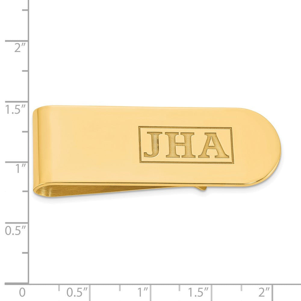 Alternate view of the 14K Yellow Gold Plated Silver Recessed Initials Fold Over Money Clip by The Black Bow Jewelry Co.