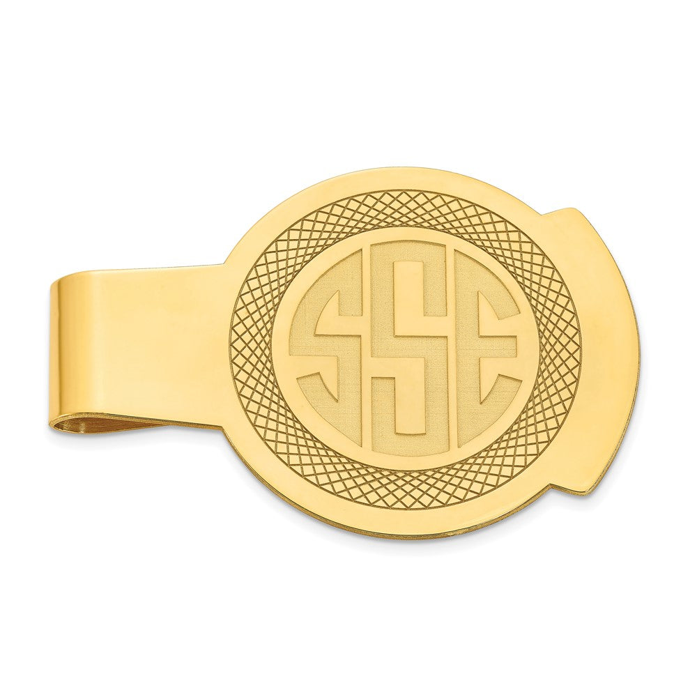 Personalized Recessed Monogram Round Fold Over Money Clip, 33 x 52mm