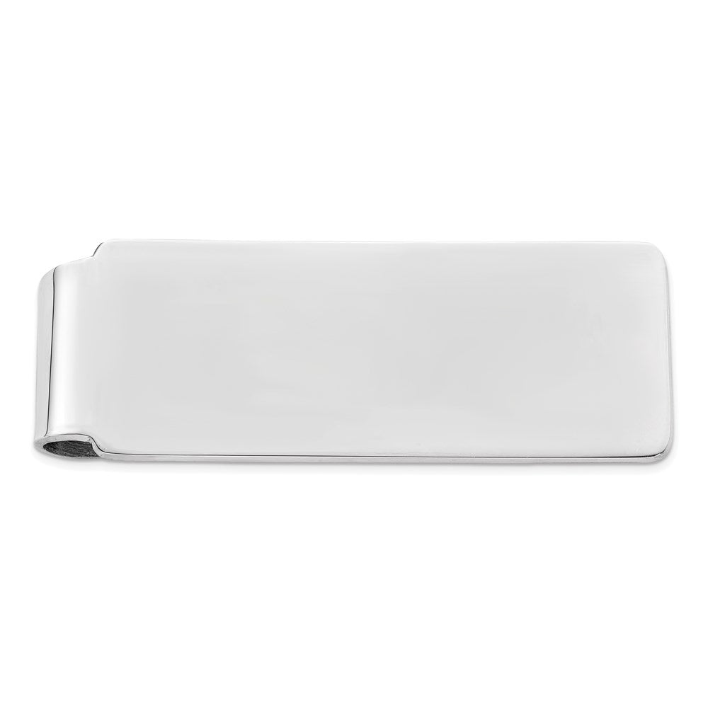 Men's Rhodium Plated Sterling Silver Polished Fold Over Money Clip, Item M11240 by The Black Bow Jewelry Co.