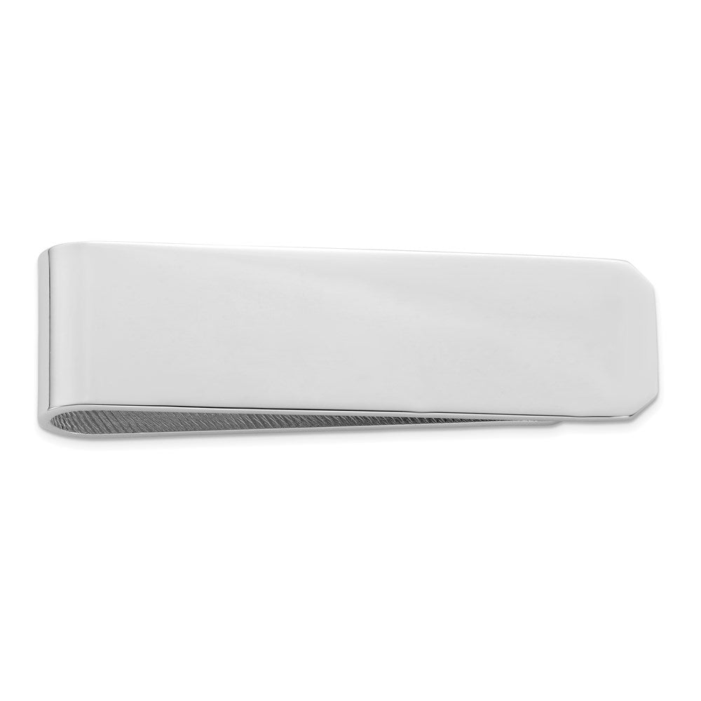 Alternate view of the Rhodium Plated Sterling Silver Polished/Textured Fold Over Money Clip by The Black Bow Jewelry Co.