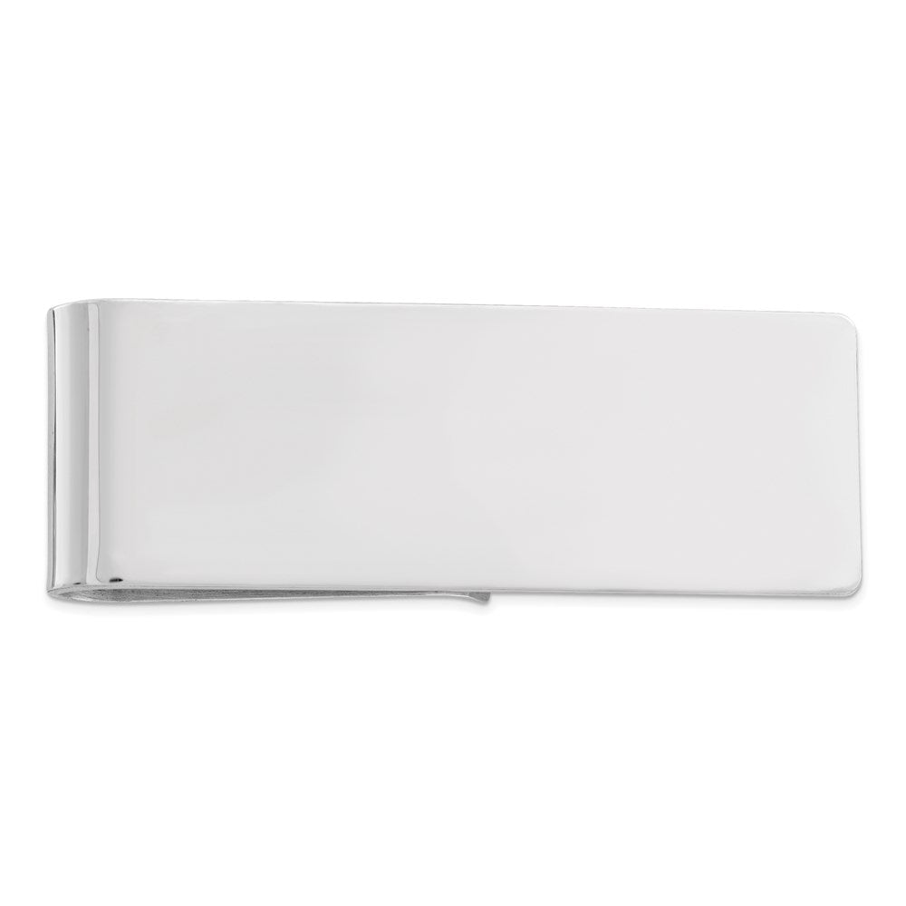 Rhodium Plated Sterling Silver Polished Fold Over Money Clip 20 x 60mm, Item M11246 by The Black Bow Jewelry Co.