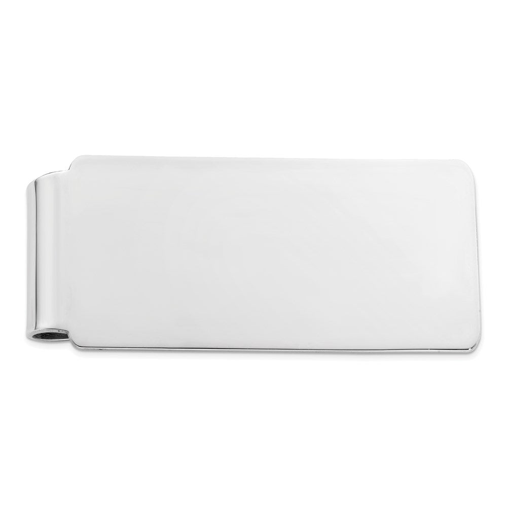 Rhodium Plated Sterling Silver Polished Fold Over Money Clip 25 x 58mm, Item M11247 by The Black Bow Jewelry Co.