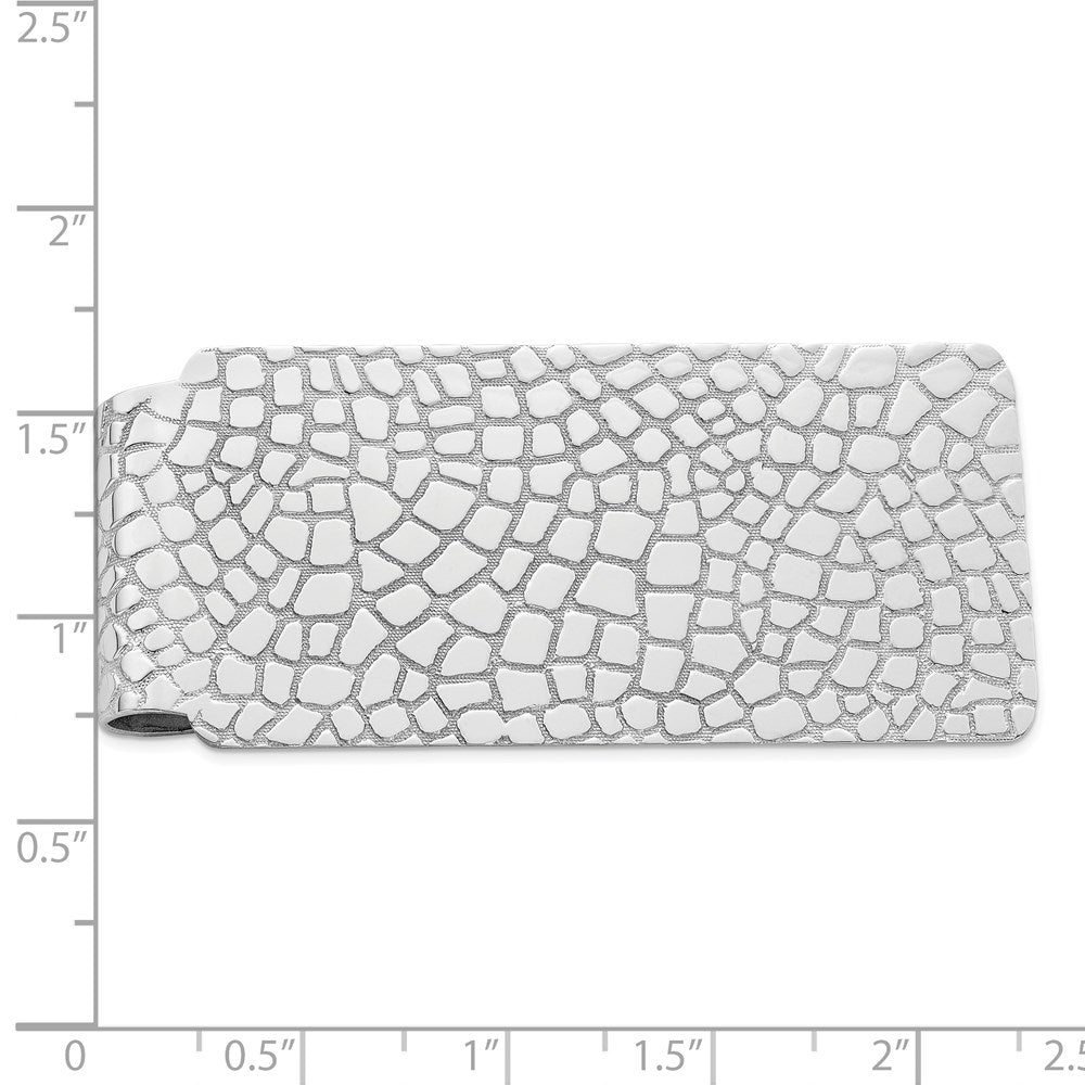 Alternate view of the Rhodium Plated Sterling Silver Cobblestone FoldOver Money Clip 25x58mm by The Black Bow Jewelry Co.