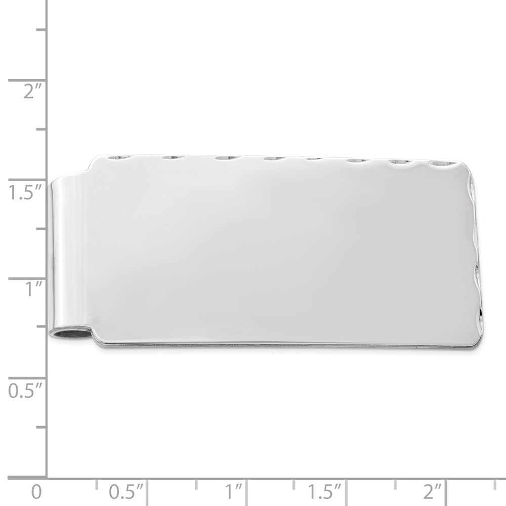 Alternate view of the Rhodium Plated Sterling Silver Accent Edge FoldOver Money Clip 25x55mm by The Black Bow Jewelry Co.