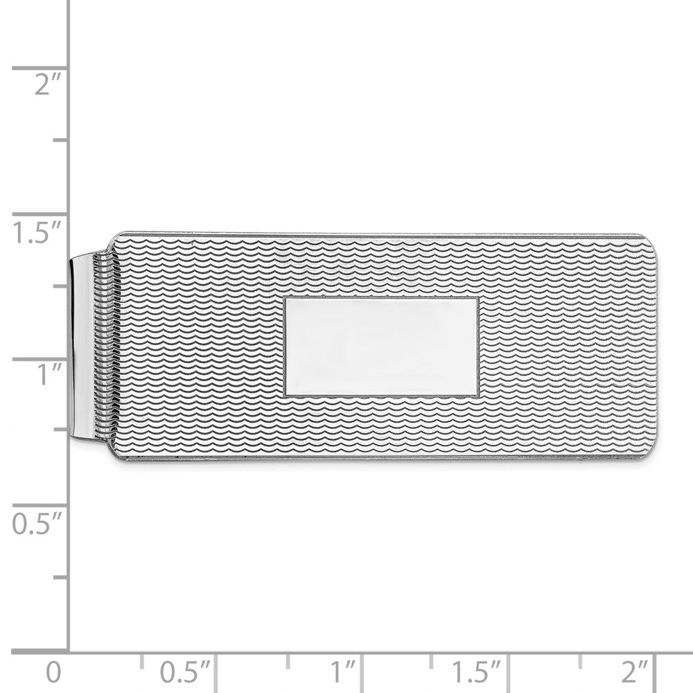 Alternate view of the Rhodium Plated Sterling Silver Textured Fold Over Money Clip 19 x 51mm by The Black Bow Jewelry Co.