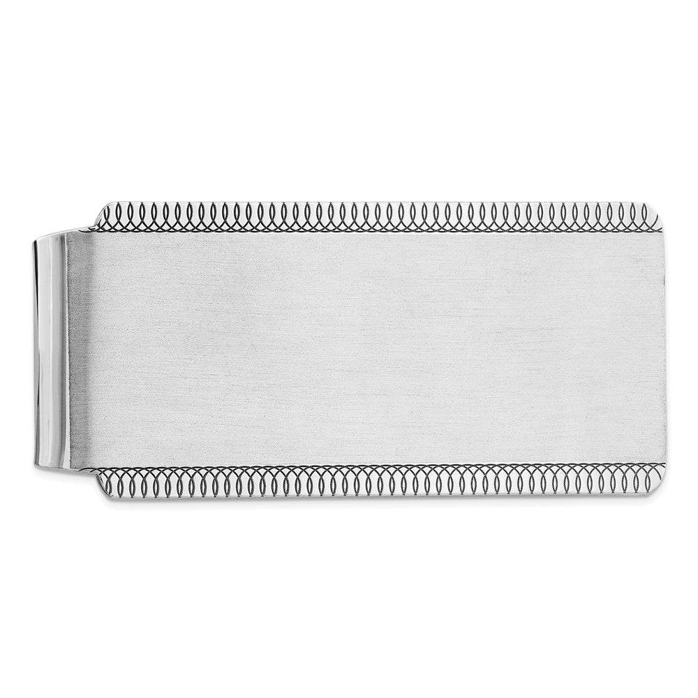 Rhodium Plated Sterling Silver Satin Fold Over Money Clip, 26 x 55mm, Item M11262 by The Black Bow Jewelry Co.