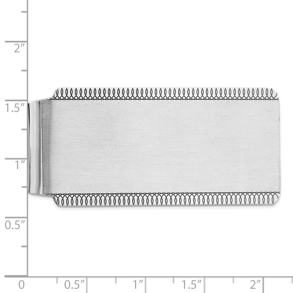 Alternate view of the Rhodium Plated Sterling Silver Satin Fold Over Money Clip, 26 x 55mm by The Black Bow Jewelry Co.