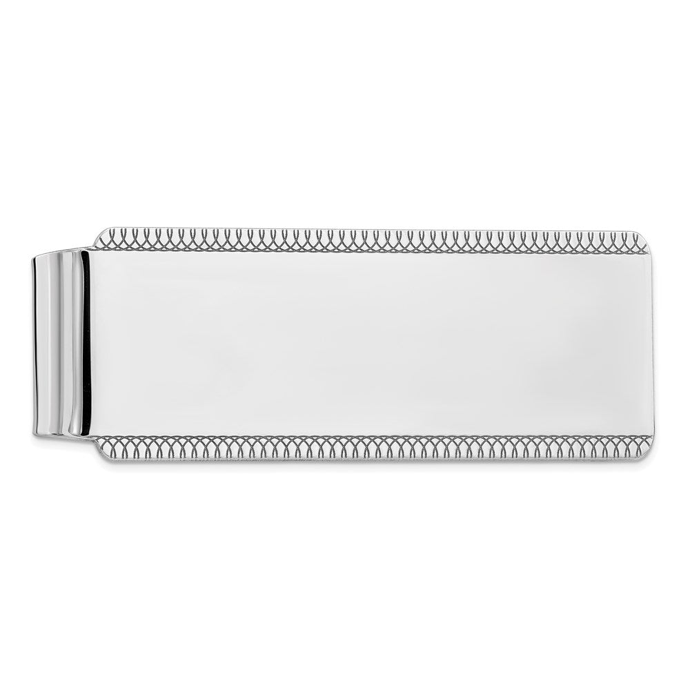 Rhodium Plated Sterling Silver Satin Fold Over Money Clip, 19 x 51mm, Item M11263 by The Black Bow Jewelry Co.