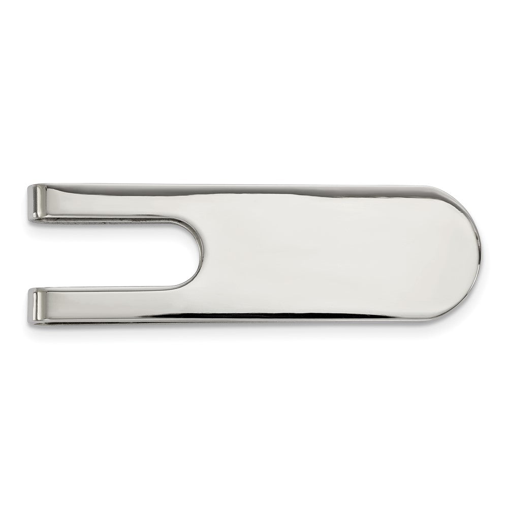 Men's Stainless Steel Polished Cutout Fold Over Money Clip, Item M11266 by The Black Bow Jewelry Co.