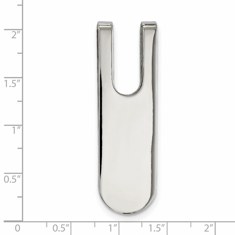 Alternate view of the Men's Stainless Steel Polished Cutout Fold Over Money Clip by The Black Bow Jewelry Co.
