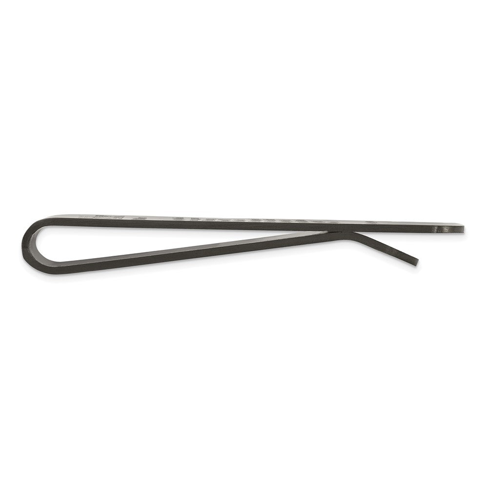 Alternate view of the Men's Black Plated Stainless Steel Brushed FATHER Fold Over Money Clip by The Black Bow Jewelry Co.