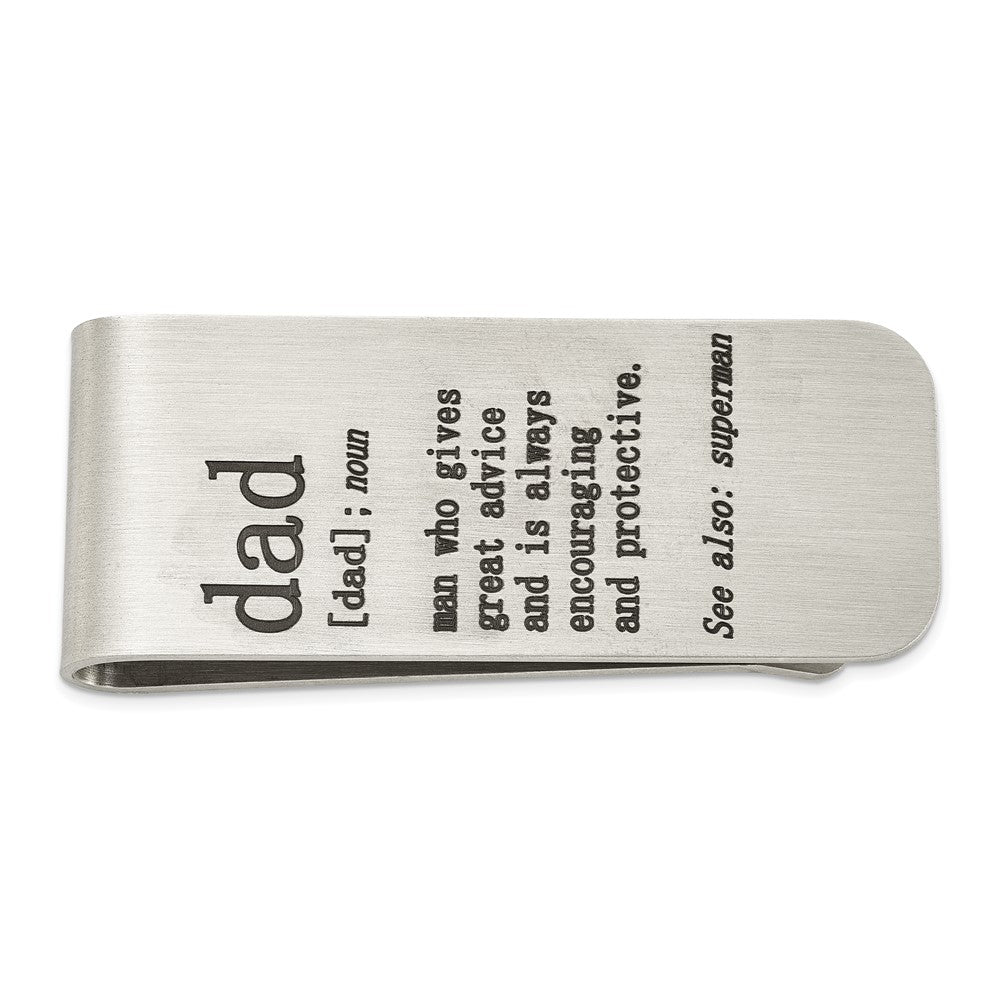 Men's Stainless Steel Brushed DAD Fold Over Money Clip, Item M11270 by The Black Bow Jewelry Co.