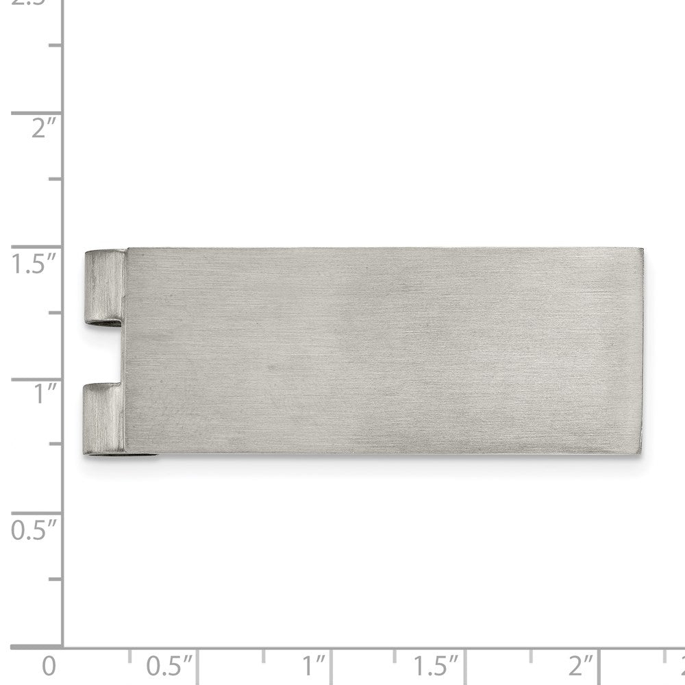 Alternate view of the Men's Stainless Steel Brushed Engravable Spring Loaded Money Clip by The Black Bow Jewelry Co.