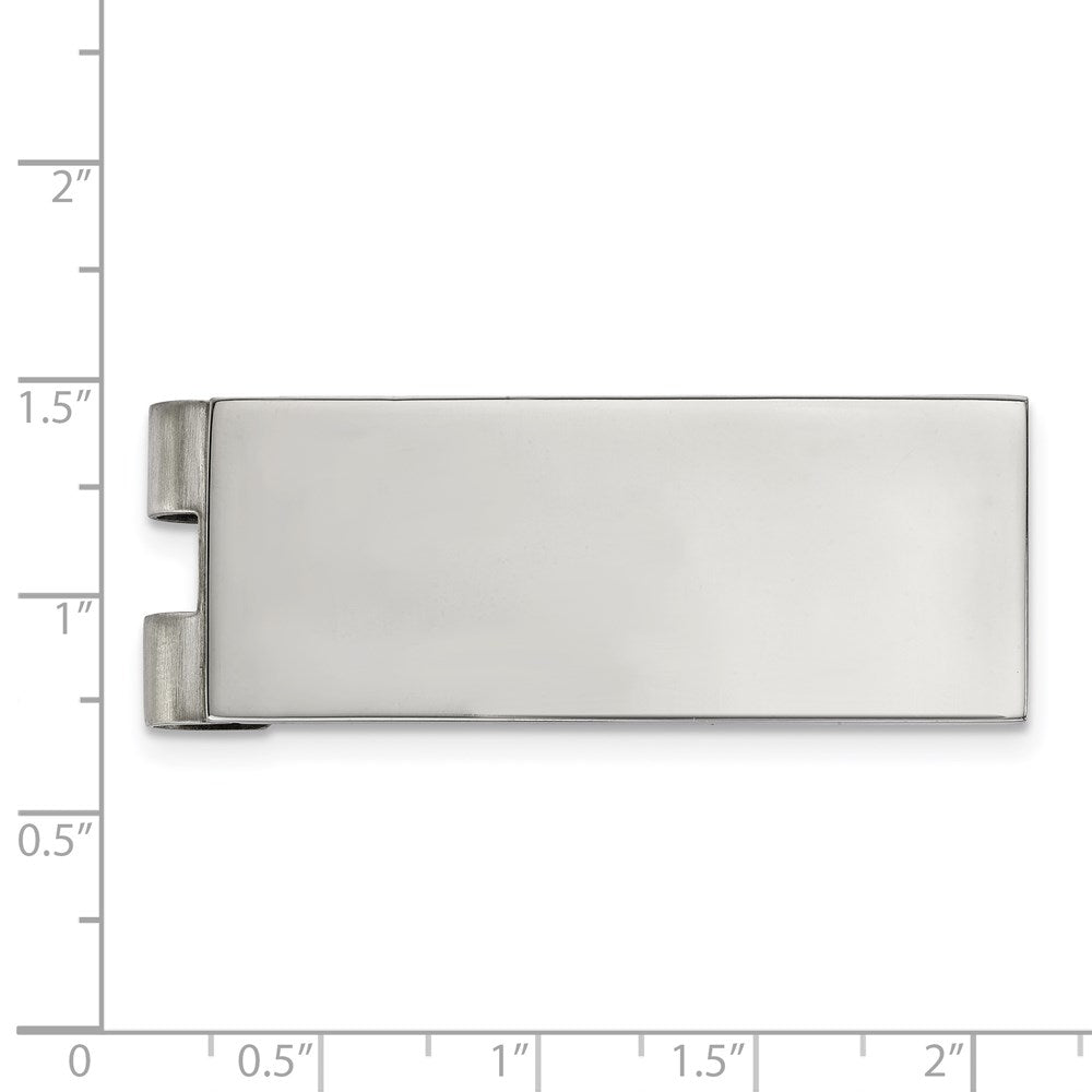 Alternate view of the Men's Stainless Steel Polished Engravable Spring Loaded Money Clip by The Black Bow Jewelry Co.