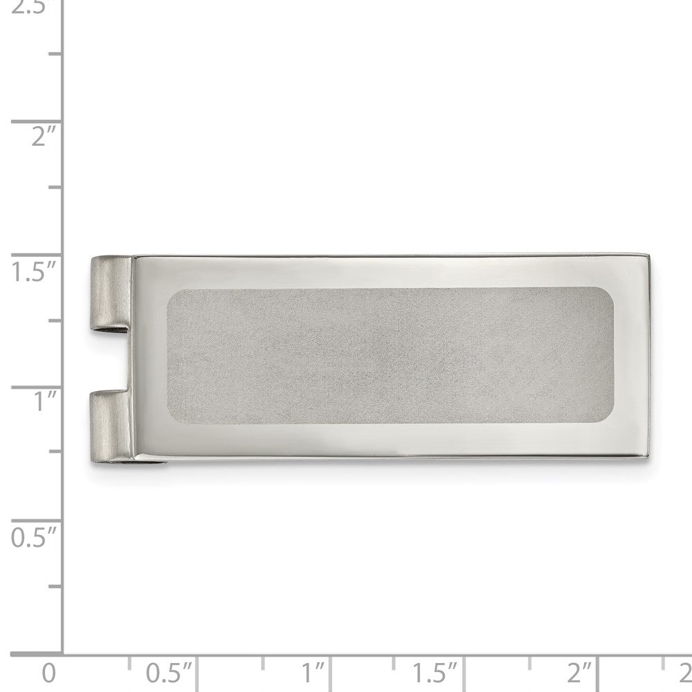 Alternate view of the Men's Stainless Steel Polished & Laser Cut Spring Loaded Money Clip by The Black Bow Jewelry Co.