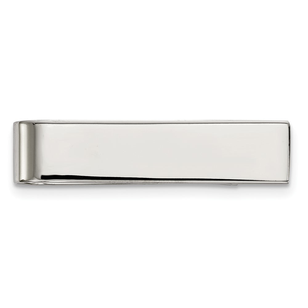 Stainless Steel Polished Short Tie Bar or Money Clip, 8 x 35mm, Item M11310 by The Black Bow Jewelry Co.