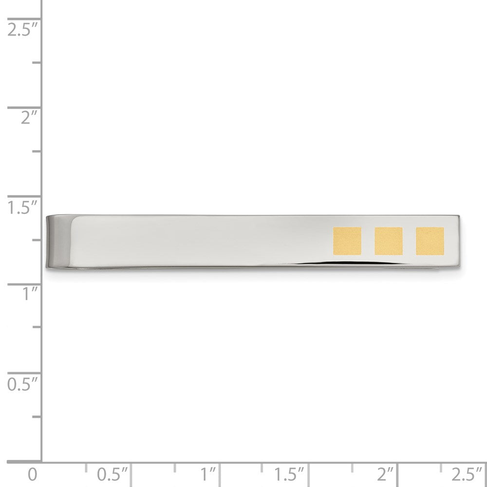 Alternate view of the Stainless Steel & Gold Tone Plated Tie Bar or Money Clip, 7 x 58mm by The Black Bow Jewelry Co.