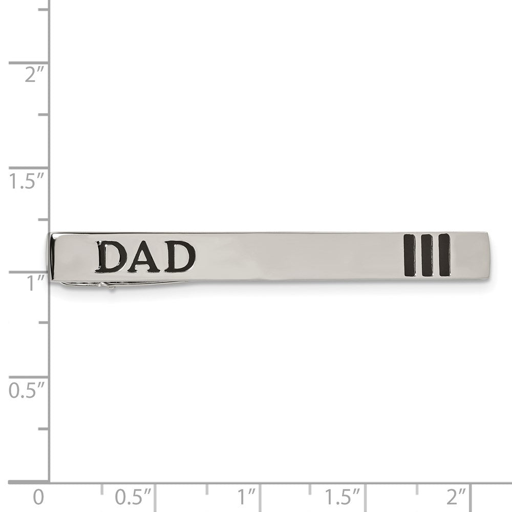 Alternate view of the Stainless Steel &amp; Enameled DAD Tie Bar Clip, 6 x 54mm by The Black Bow Jewelry Co.