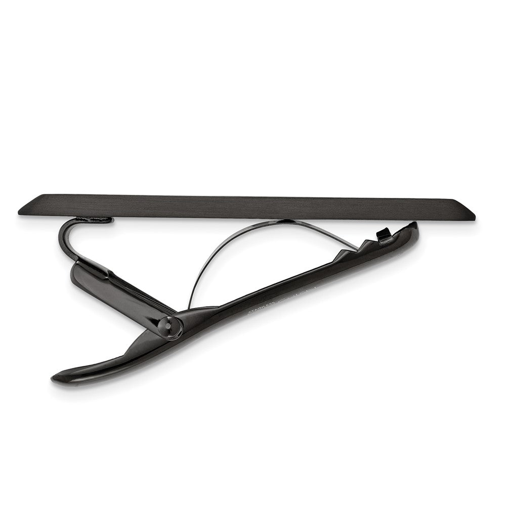 Alternate view of the Black Plated Stainless Steel Brushed Tie Bar Clip, 7 x 50mm by The Black Bow Jewelry Co.