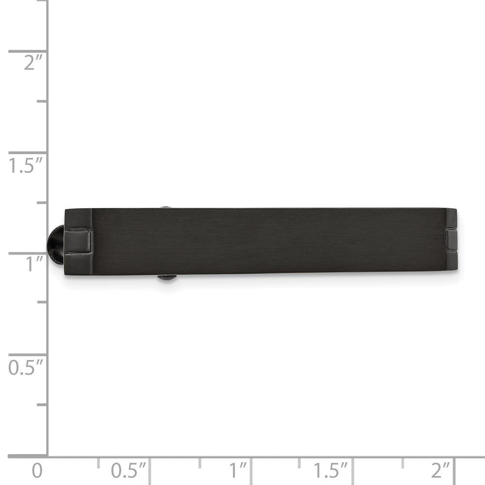 Alternate view of the Black Plated Stainless Steel Brushed Tie Bar Clip, 7 x 50mm by The Black Bow Jewelry Co.