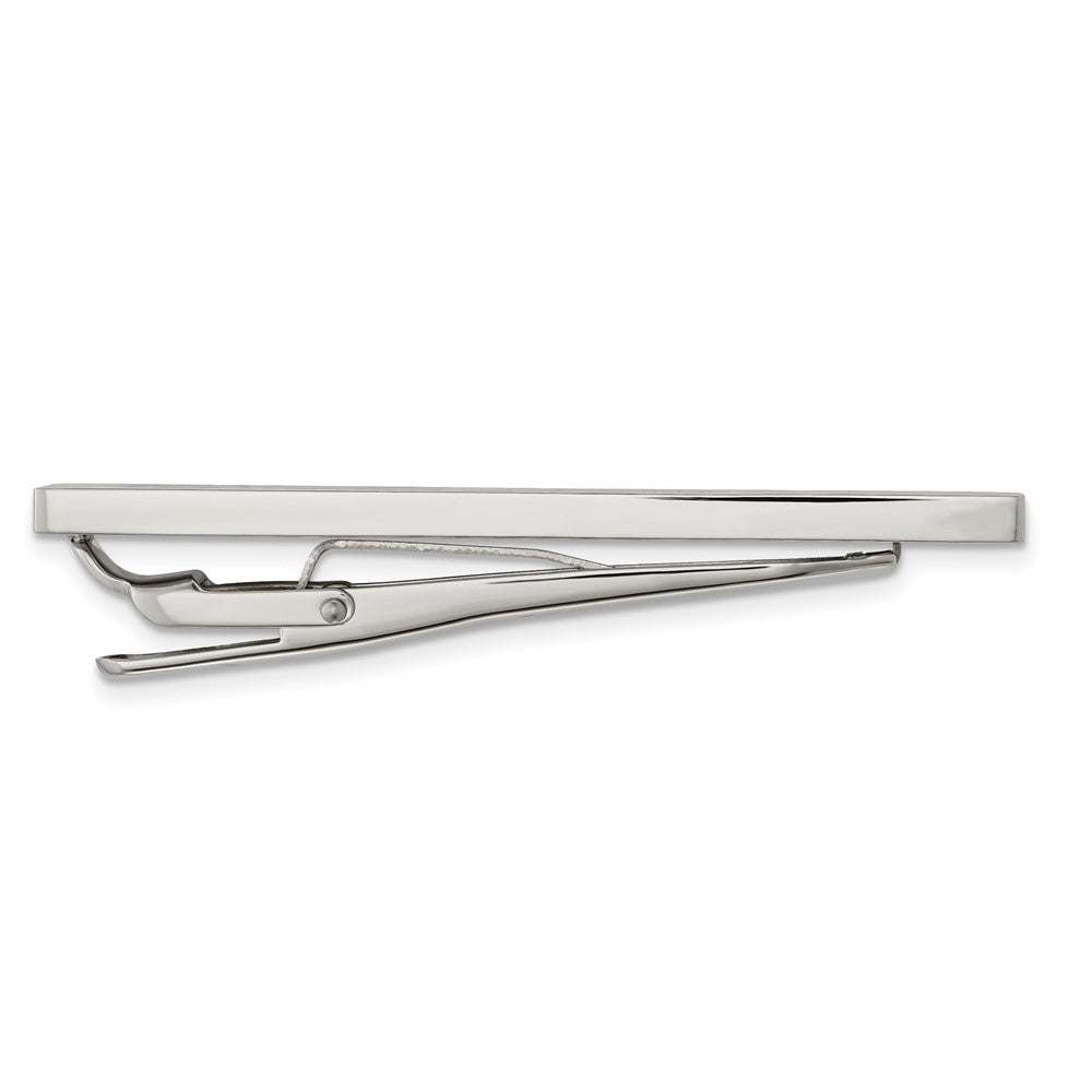 Alternate view of the Stainless Steel & Black Rubber Brushed Tie Bar Clip, 9 x 59mm by The Black Bow Jewelry Co.